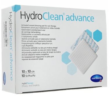 HydroClean advance – vankúšik na rany štvorec (10x10cm) 1×10 ks